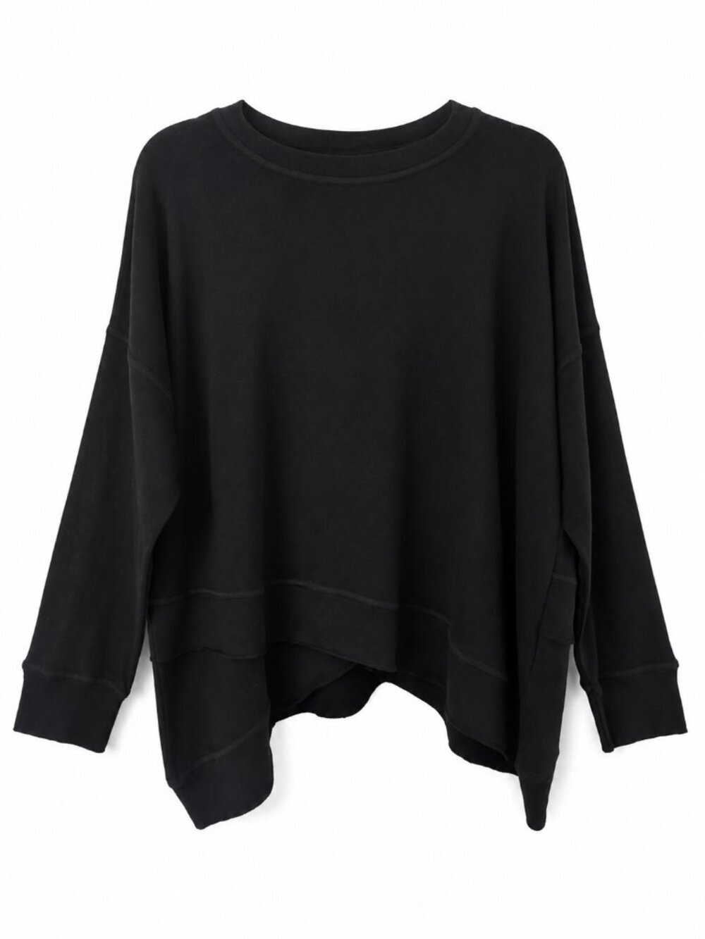 Nally & Millie Black Oversized Hi-Low Sweatshirt Tunic Long Sleeve Pullover Top